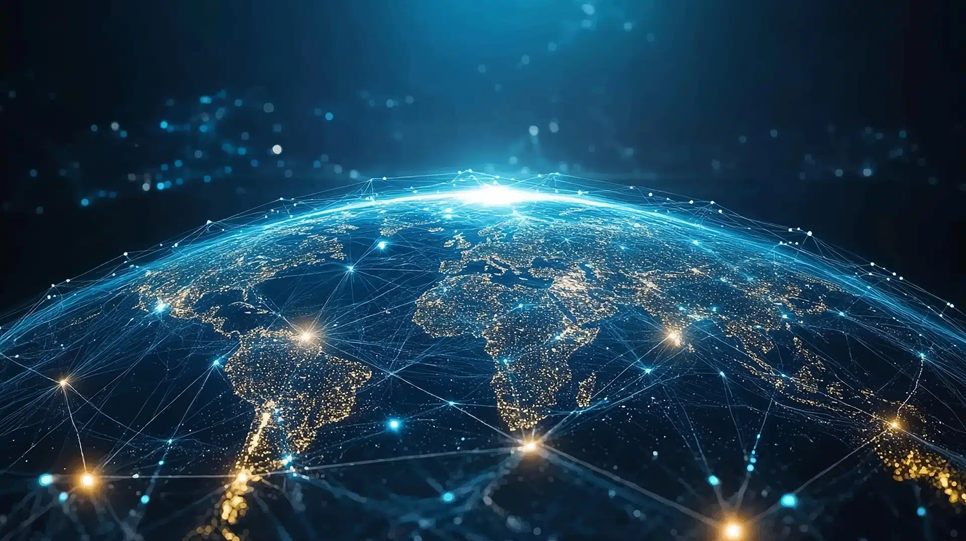 interconnectedearth An overview of Earth with digital connections between cities.